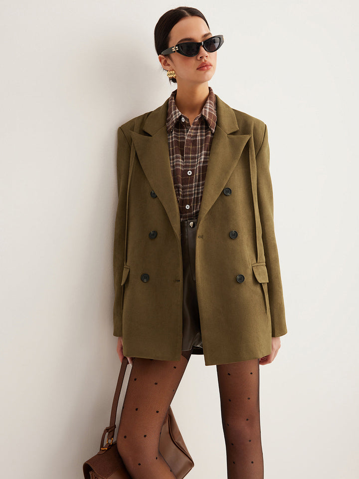 Blazer à Fente Arrière en Daim