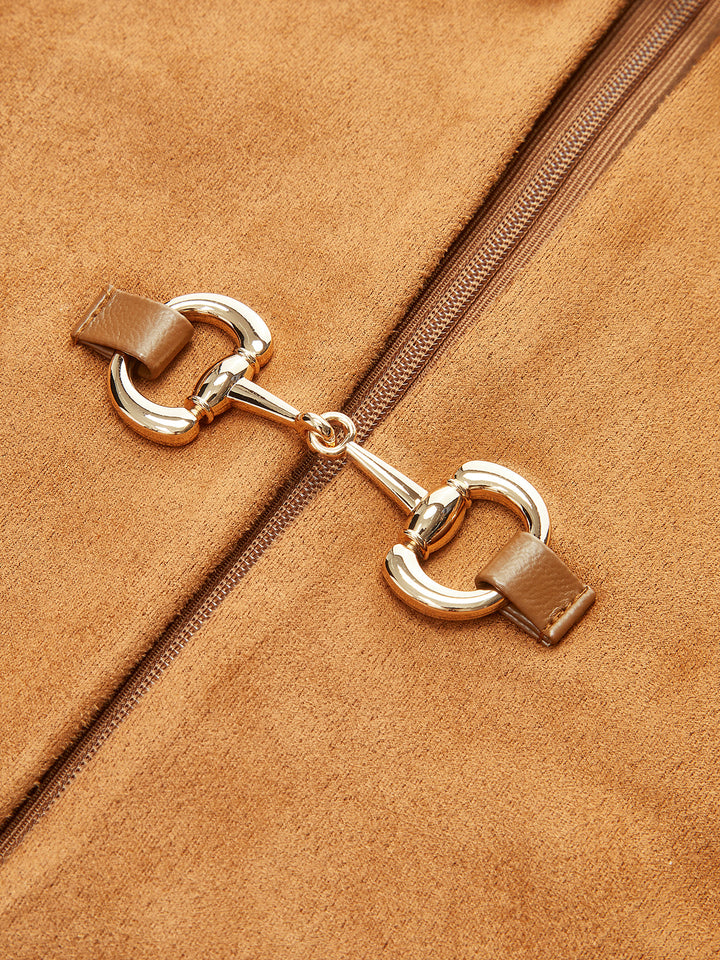 Robe Courte en Daim avec Détails Métalliques