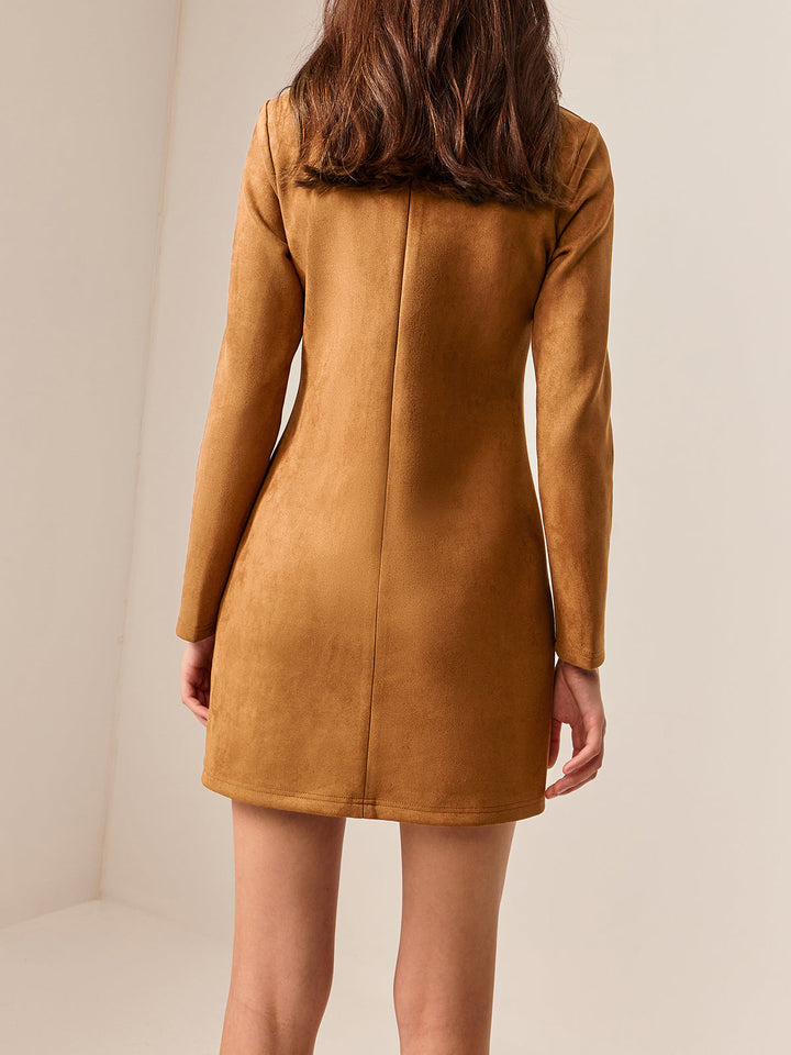Robe Courte en Daim avec Détails Métalliques