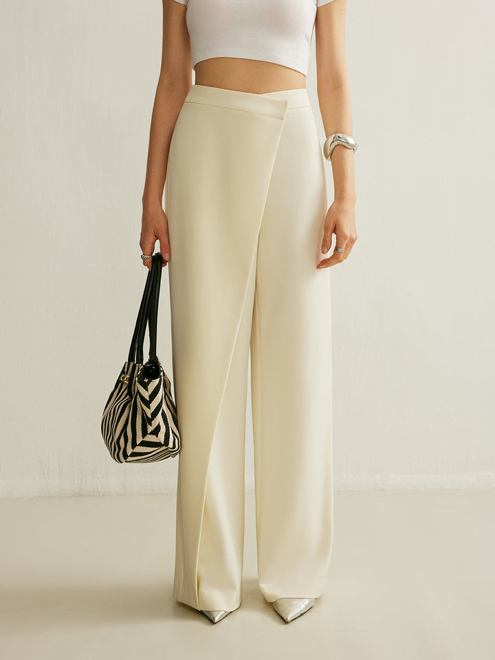Pantalon taille haute asymétrique croisé