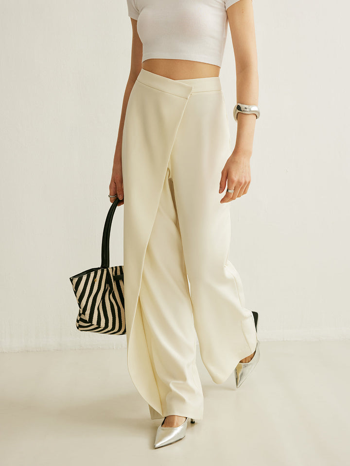 Pantalon taille haute asymétrique croisé