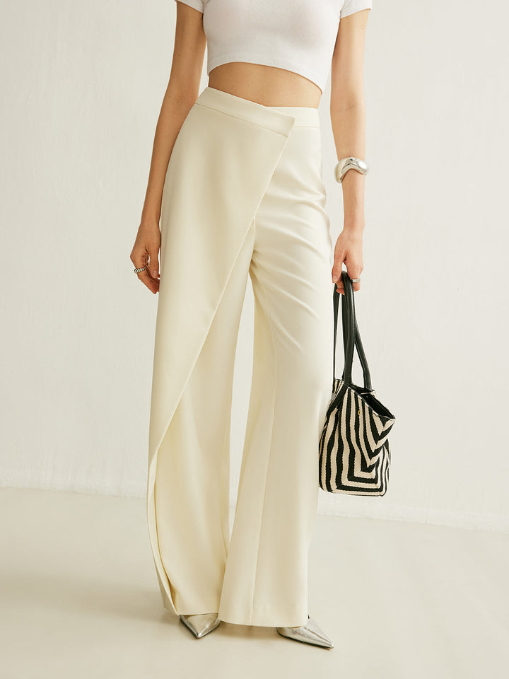 Pantalon taille haute asymétrique croisé