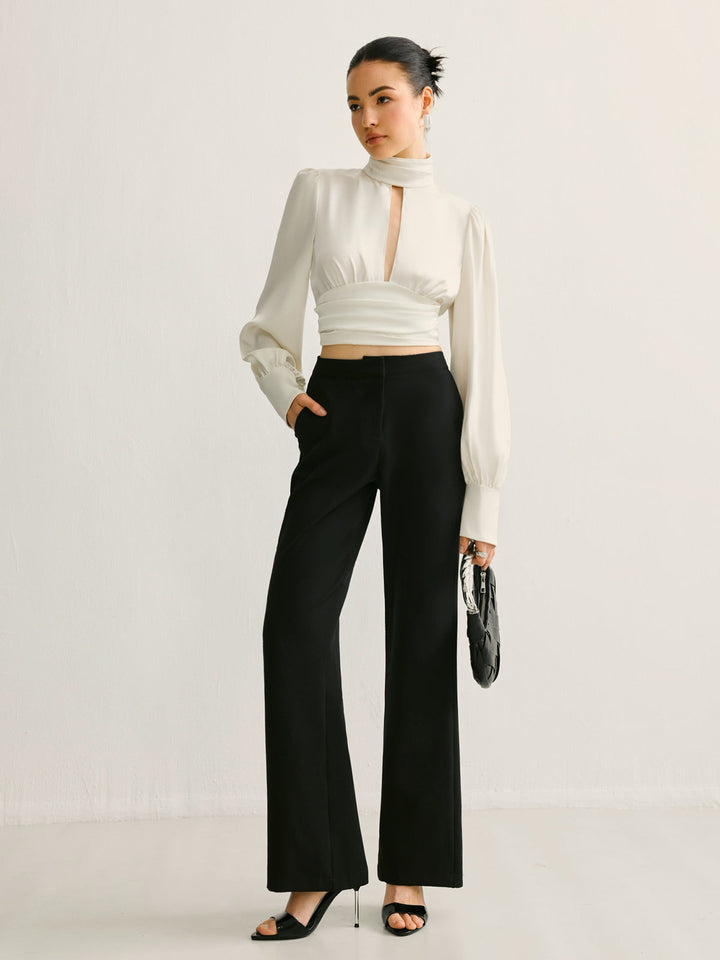 Blouse en satin à plis latéraux sans dos
