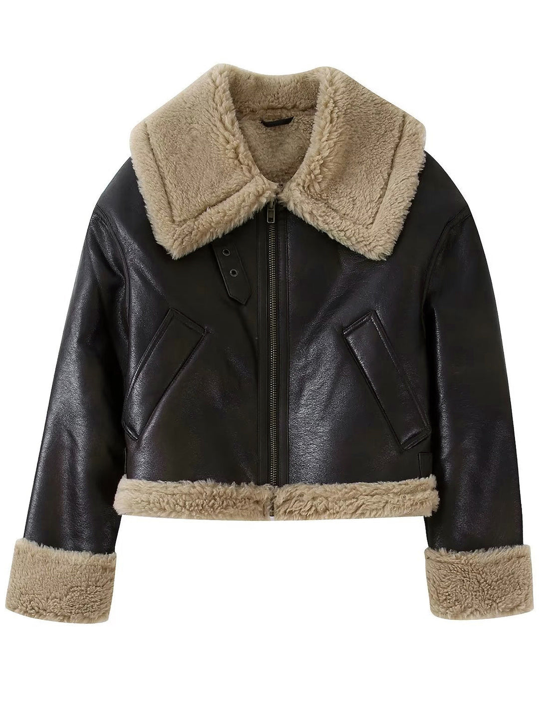 Veste zippée en similicuir pour femme
