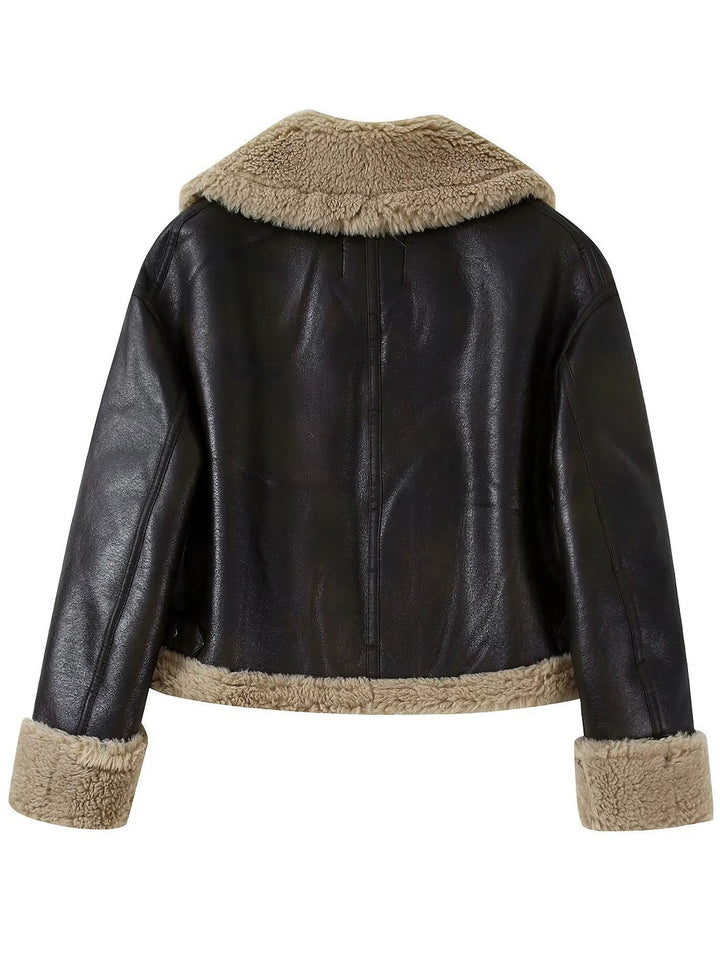 Veste zippée en similicuir pour femme