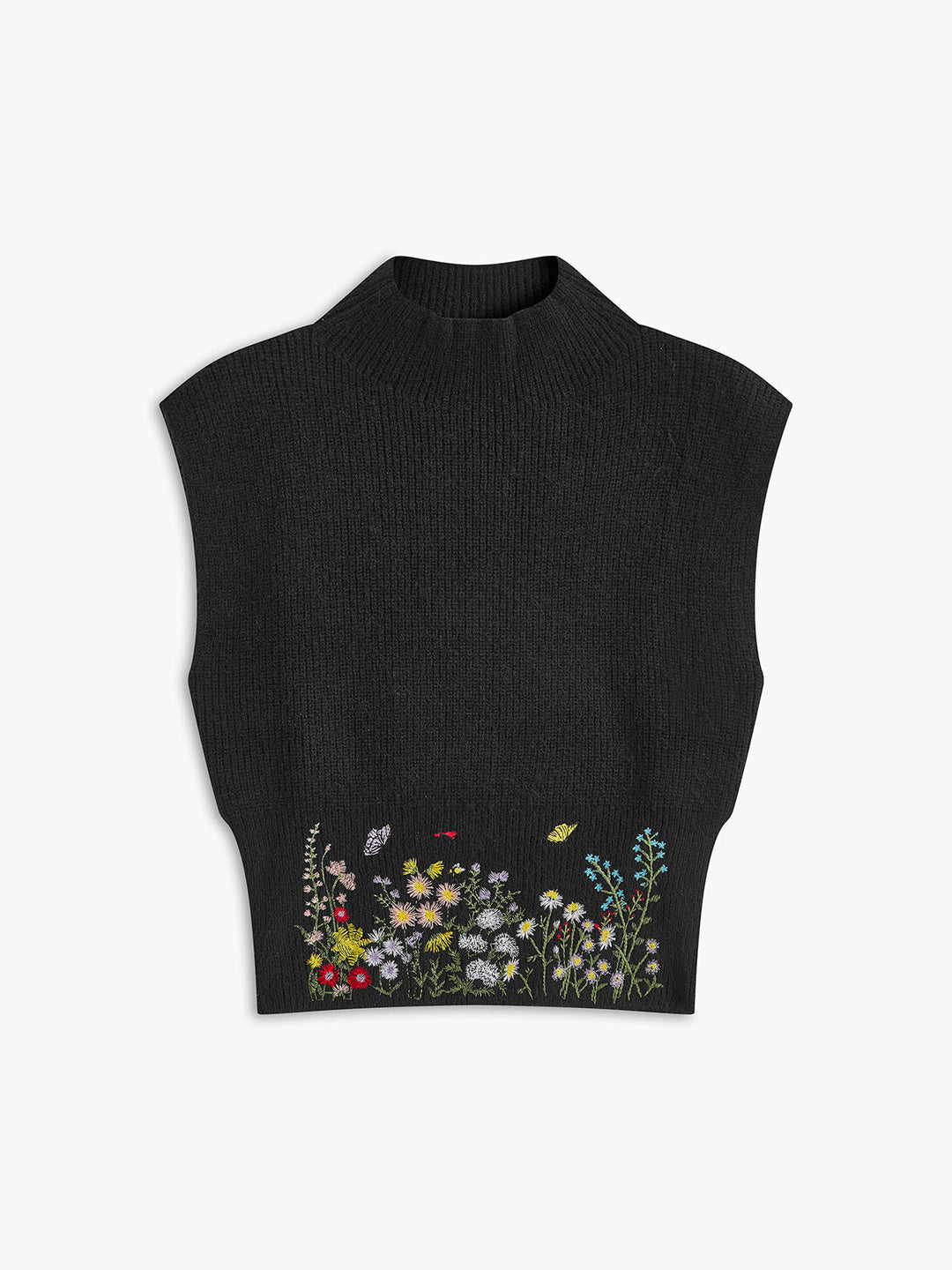 Gilet à col droit avec broderie florale