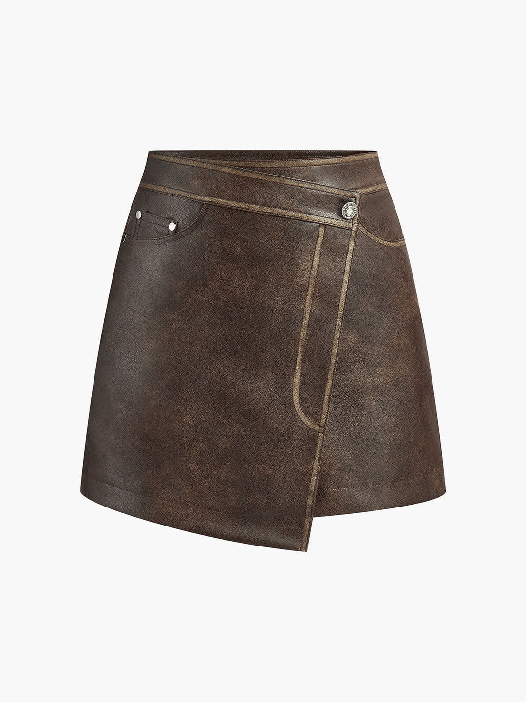 Jupe patte boutonnée en similicuir
