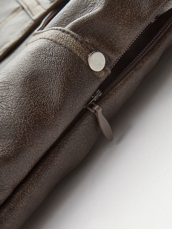 Jupe patte boutonnée en similicuir