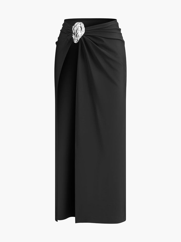 Jupe Sarong à Effet Torsadé Métallique