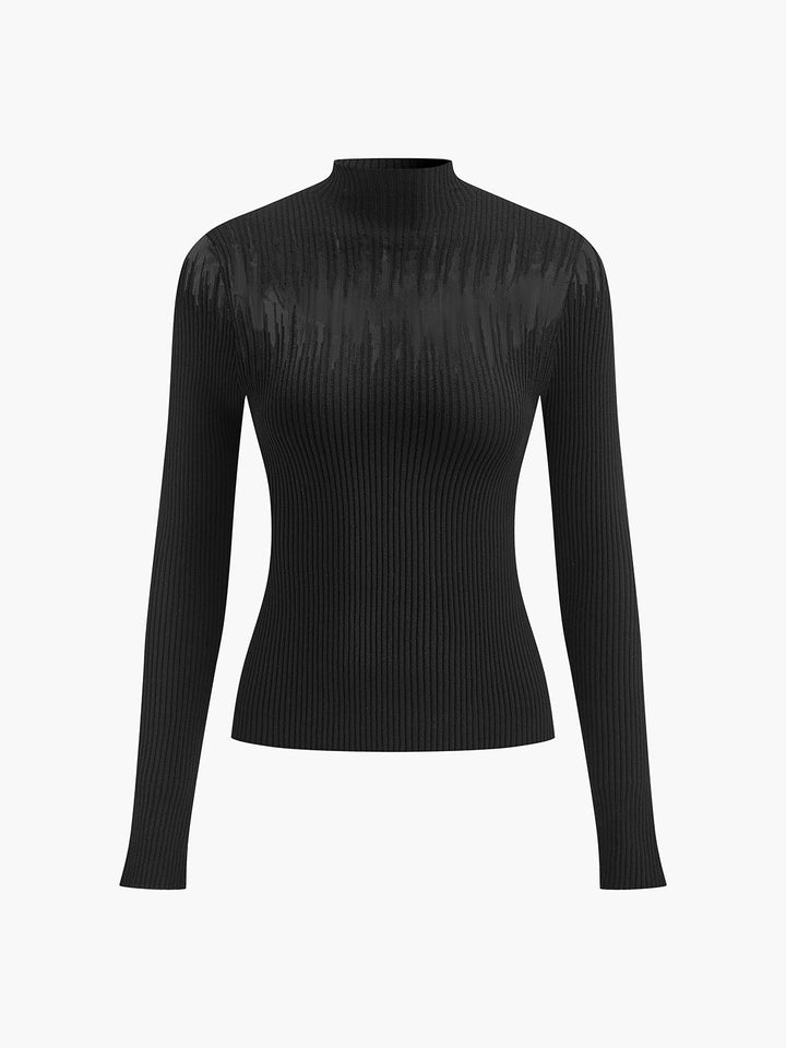 Haut en tricot transparent avec empiècement mock neck
