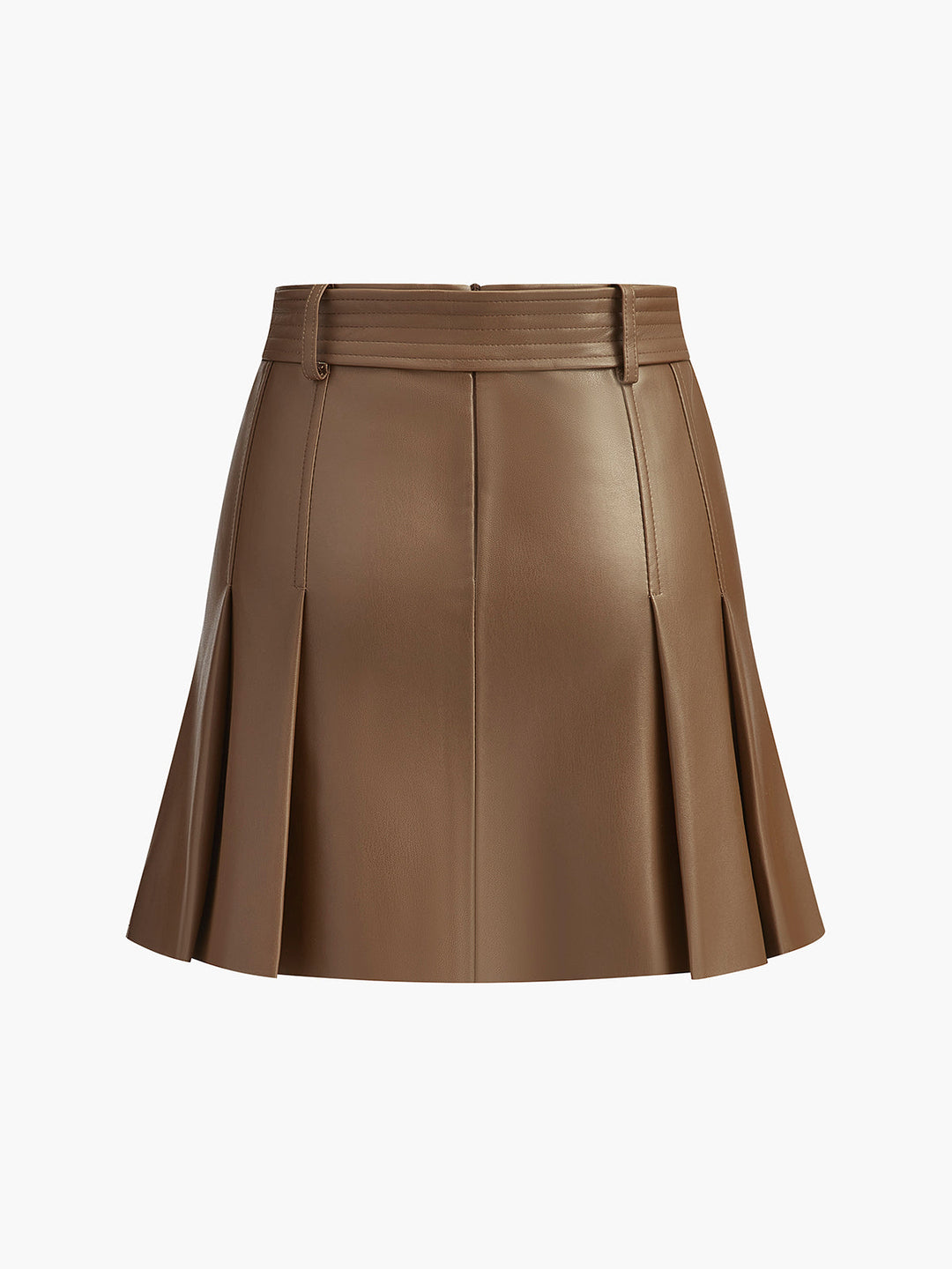 Jupe Plissée En Faux Cuir Avec Ceinture