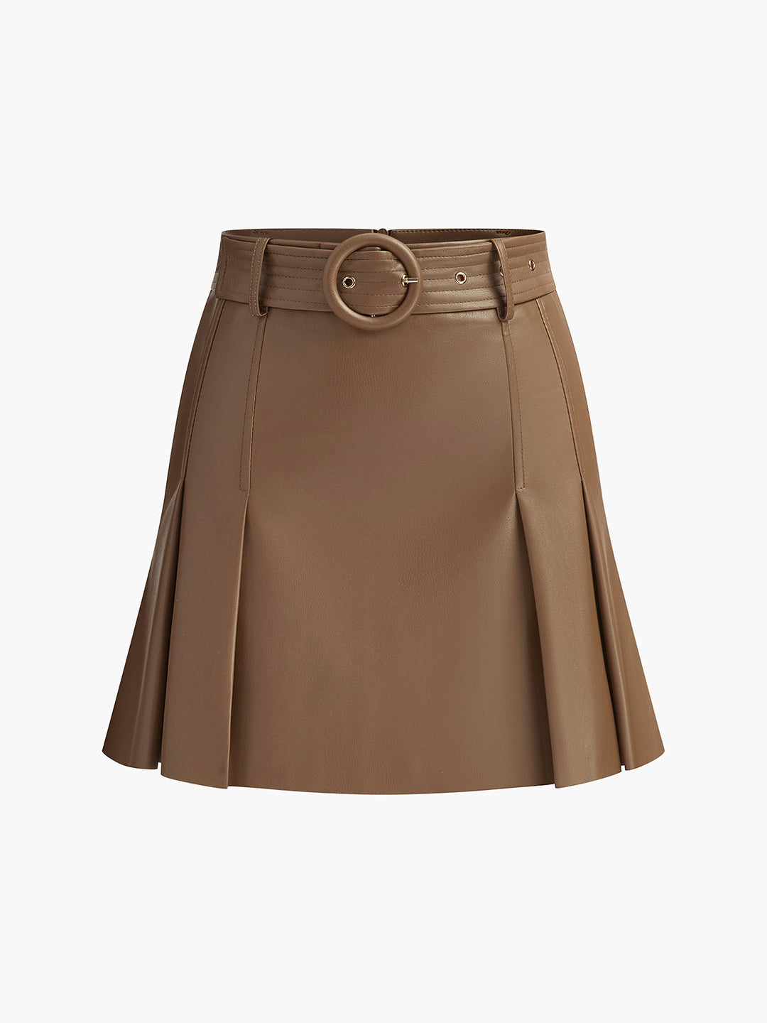 Jupe Plissée En Faux Cuir Avec Ceinture
