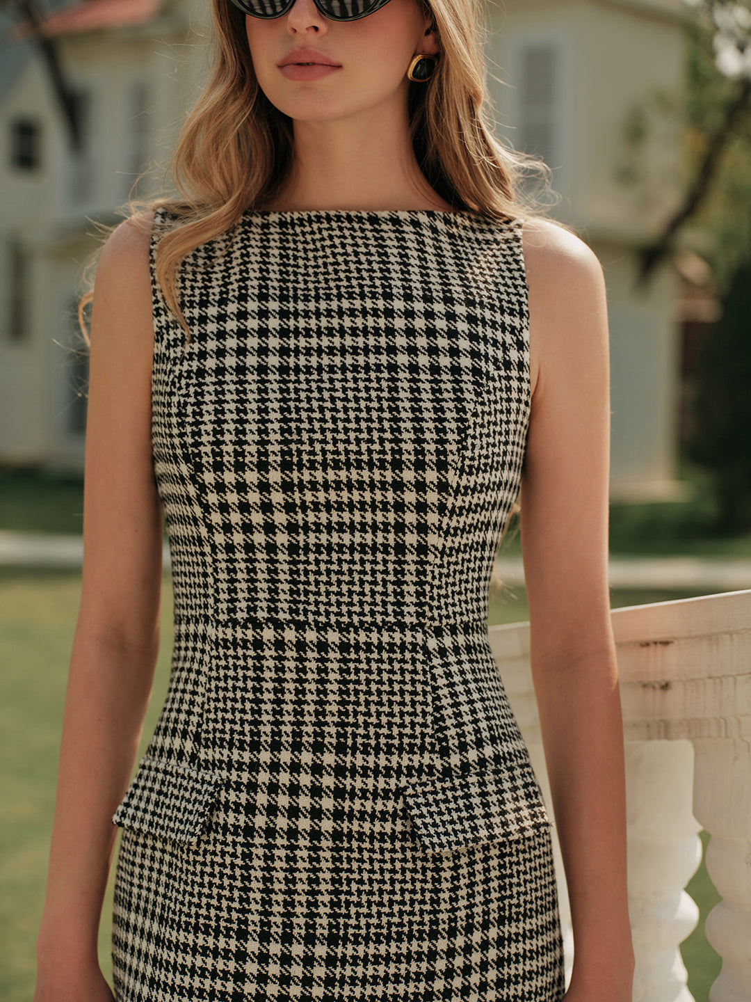 Robe Chemise Pied-de-poule Tweed Zipper