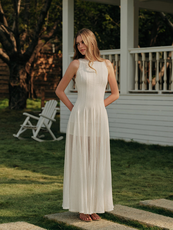 Robe sans manches en dentelle semi-transparente