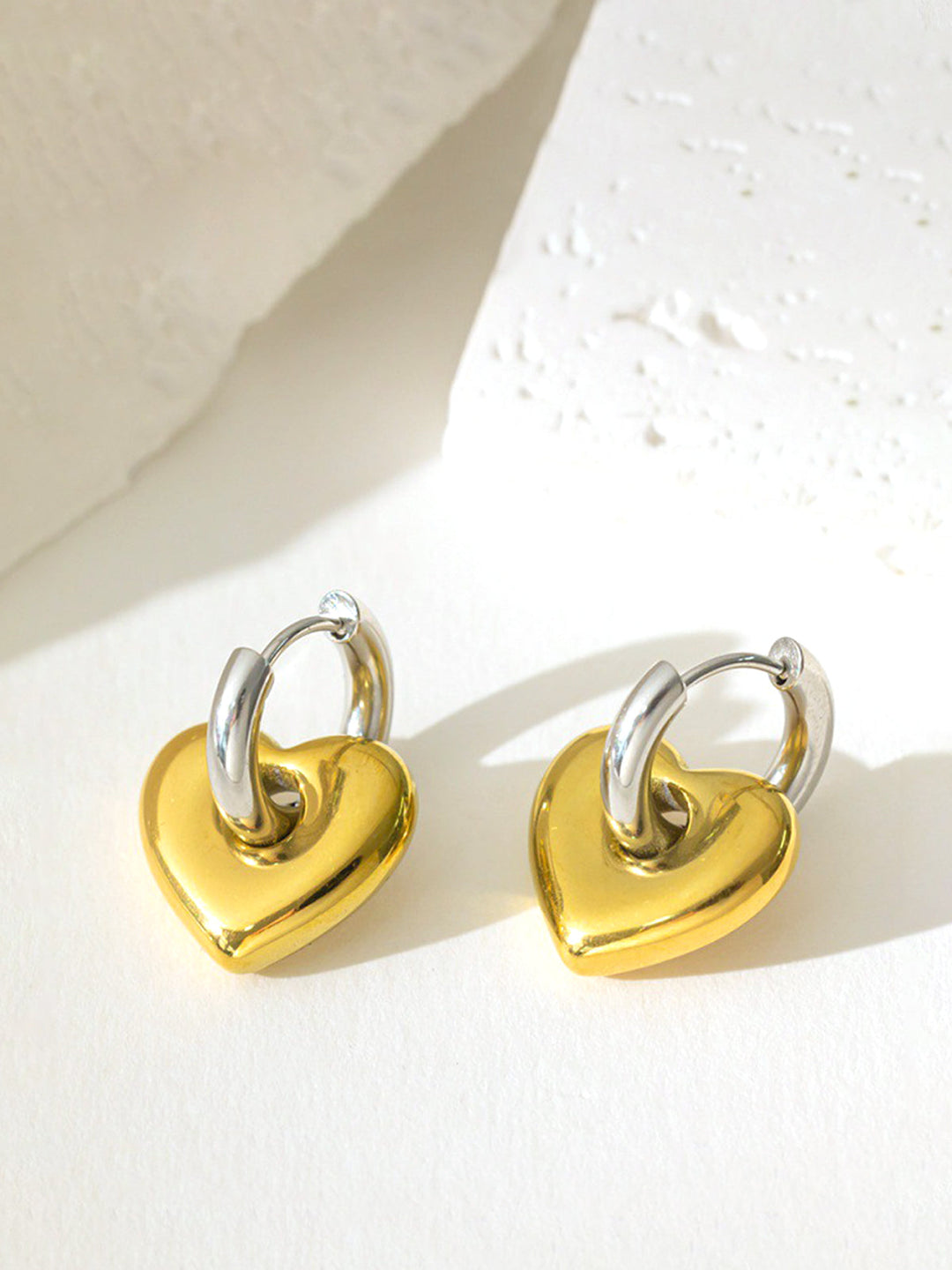 2pcs Boucle d'oreille à Pendentif Cœur Contrastant