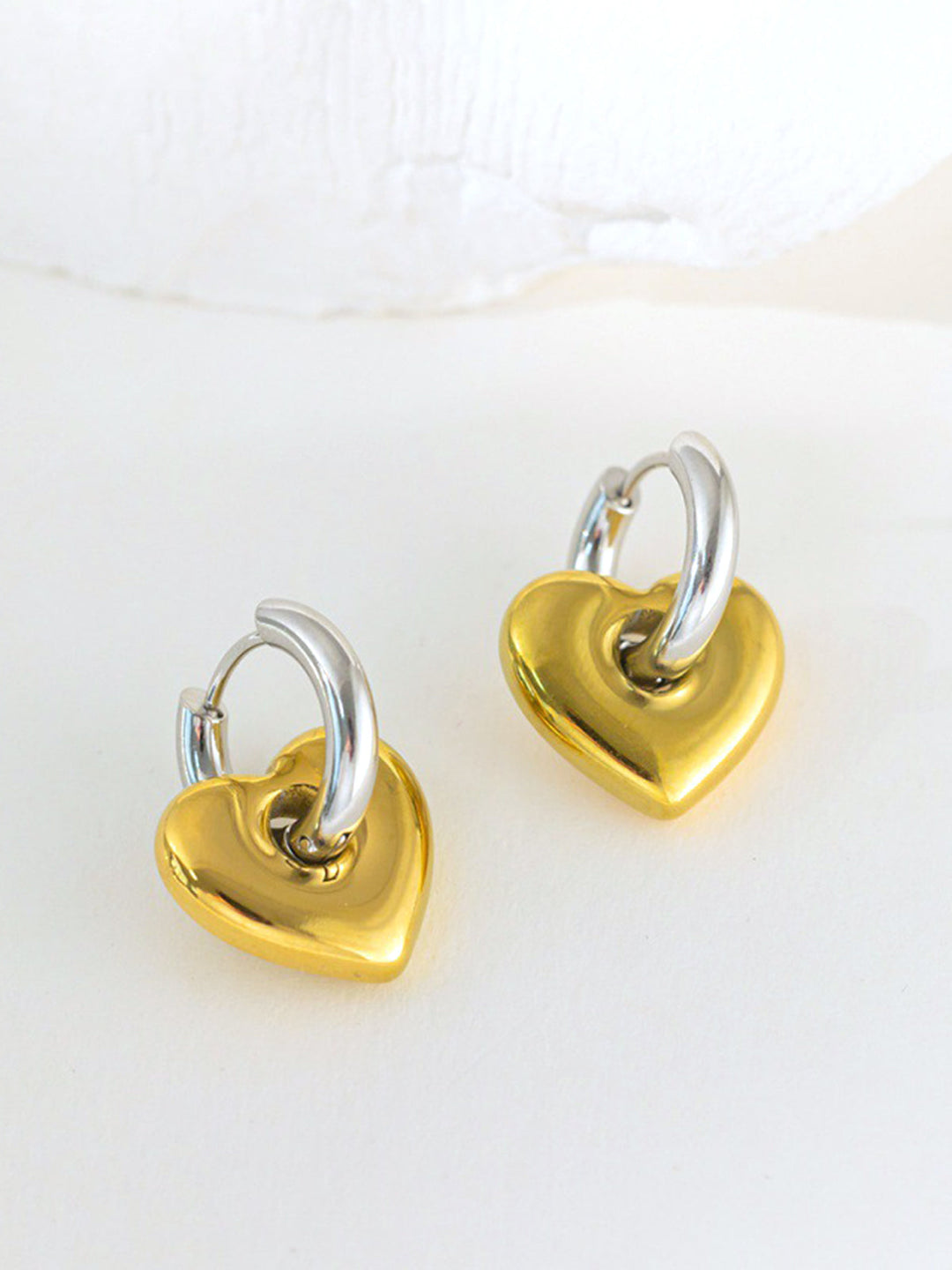 2pcs Boucle d'oreille à Pendentif Cœur Contrastant