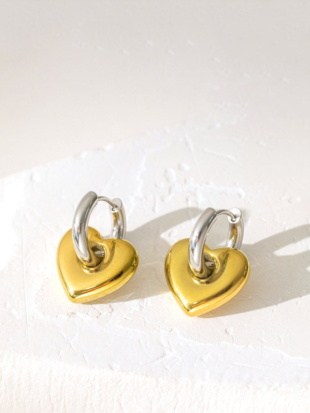 2pcs Boucle d'oreille à Pendentif Cœur Contrastant