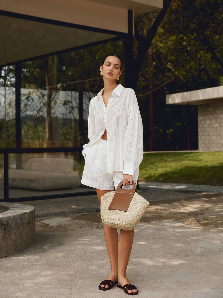Sac Panier Paille Bicolore