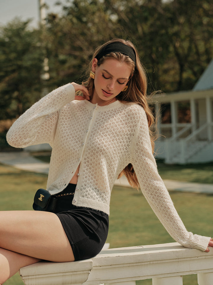 Cardigan en crochet à boutonnage