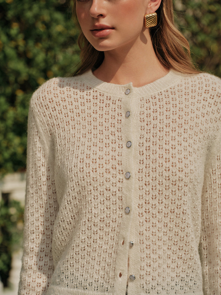 Cardigan en crochet à boutonnage