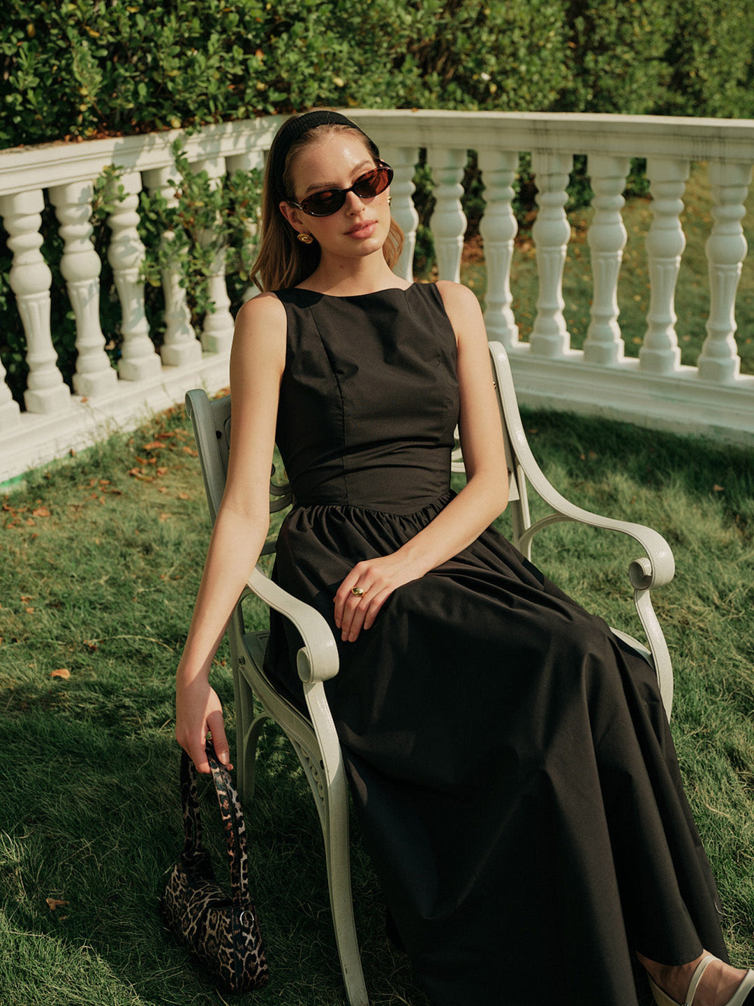 Robe Longue Sans Dos Plissée Sans Manches