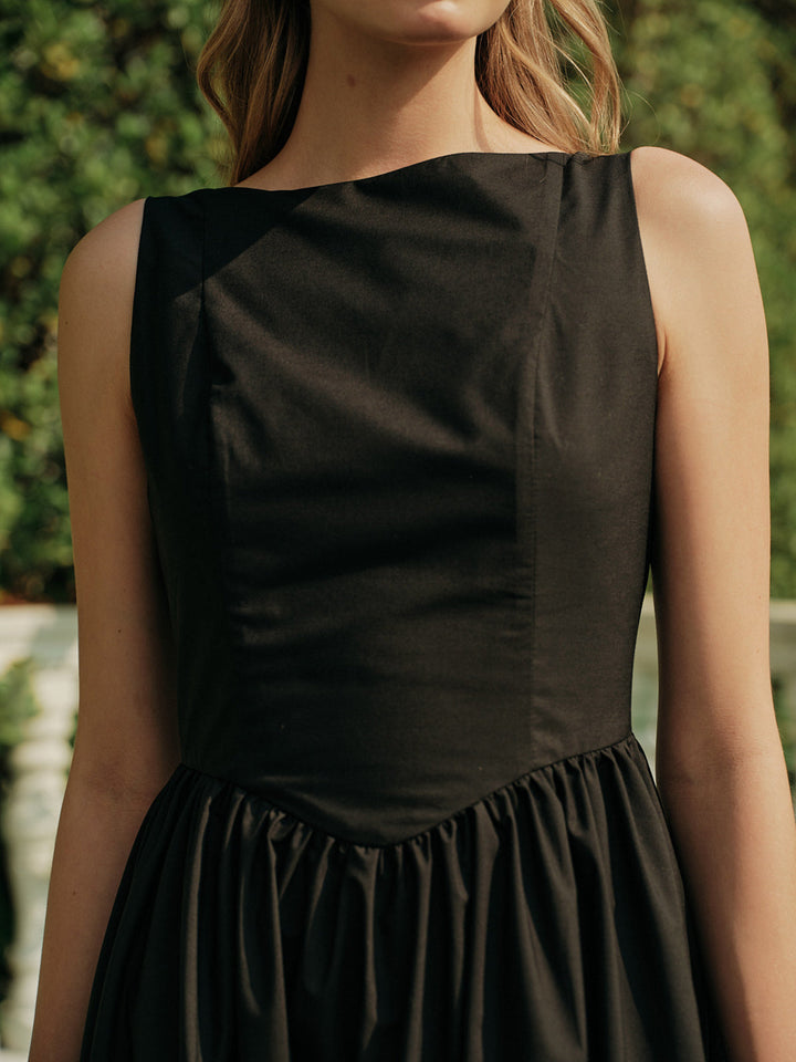 Robe Longue Sans Dos Plissée Sans Manches