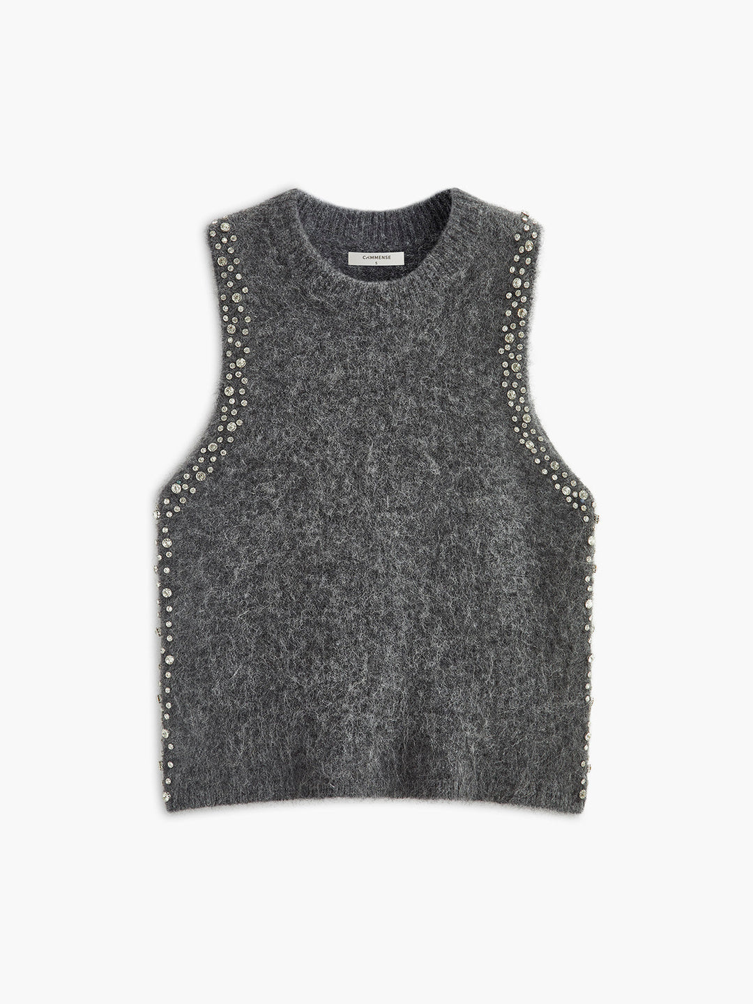 Gilet sans manches en maille mélangée orné de perles