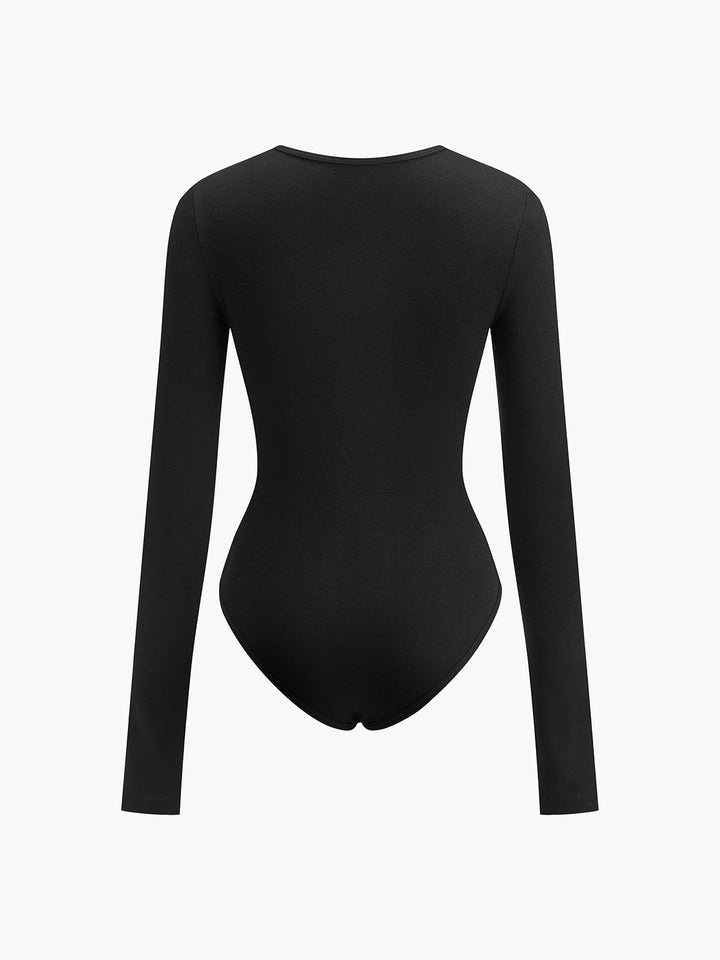 Bodysuit Manches Longues à Découpe en Trou de Serrure