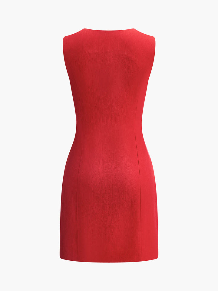 Robe Courte Sans Manches Col en V Douillet