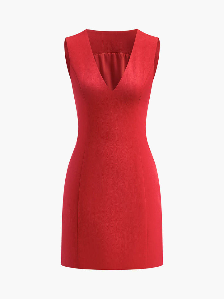 Robe Courte Sans Manches Col en V Douillet