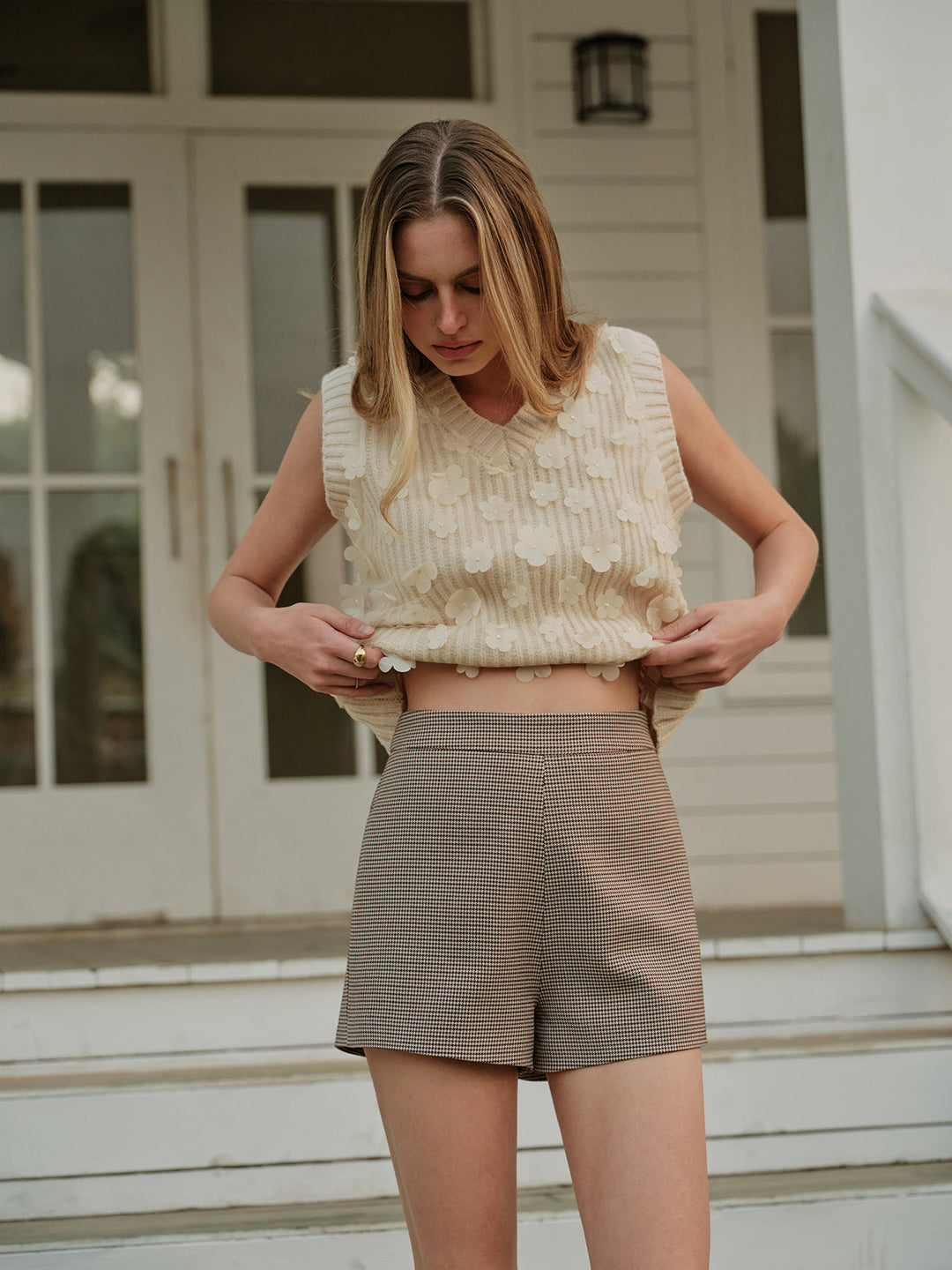 Gilet Sweater Fleuri Décontracté