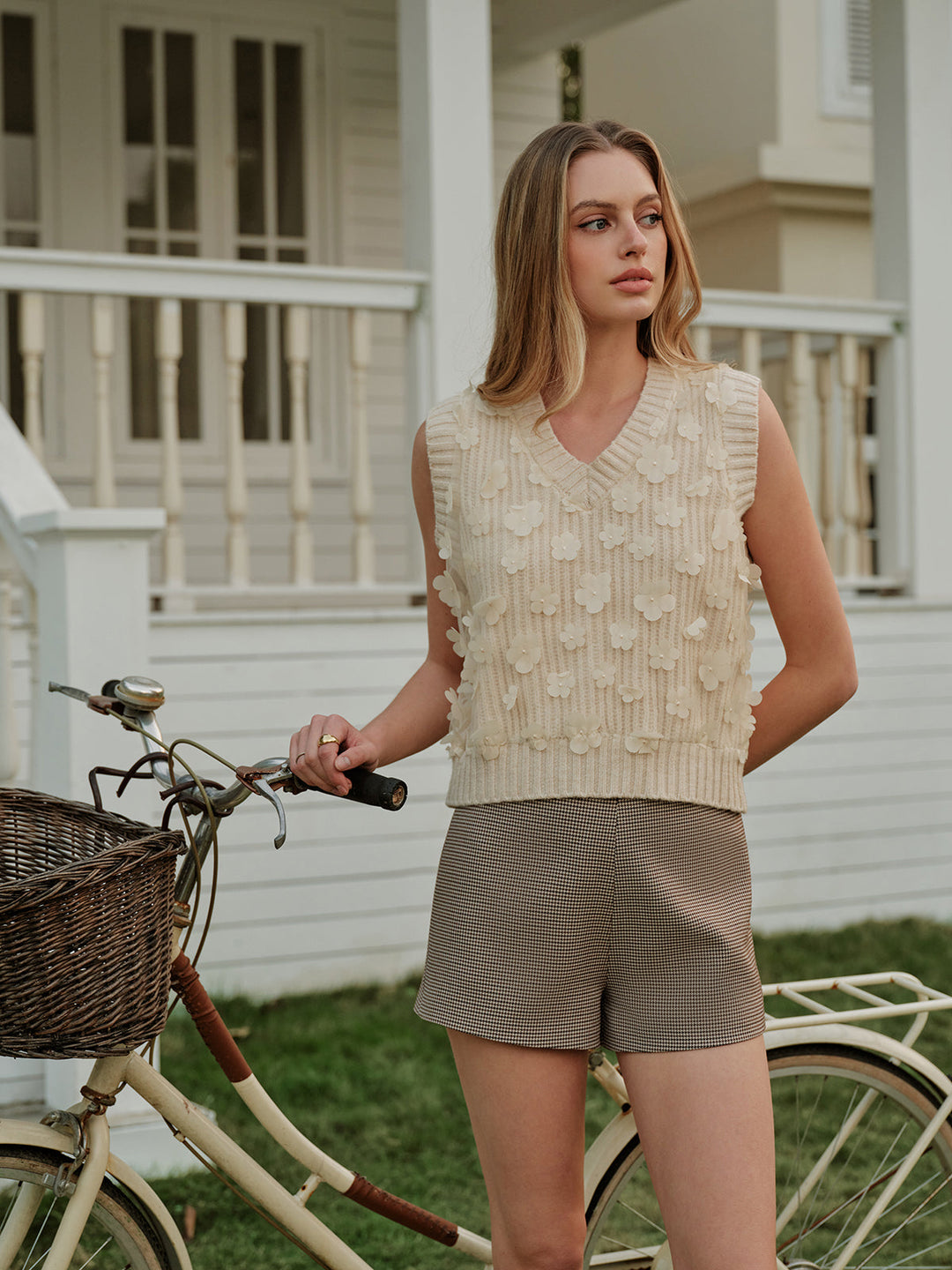 Gilet Sweater Fleuri Décontracté