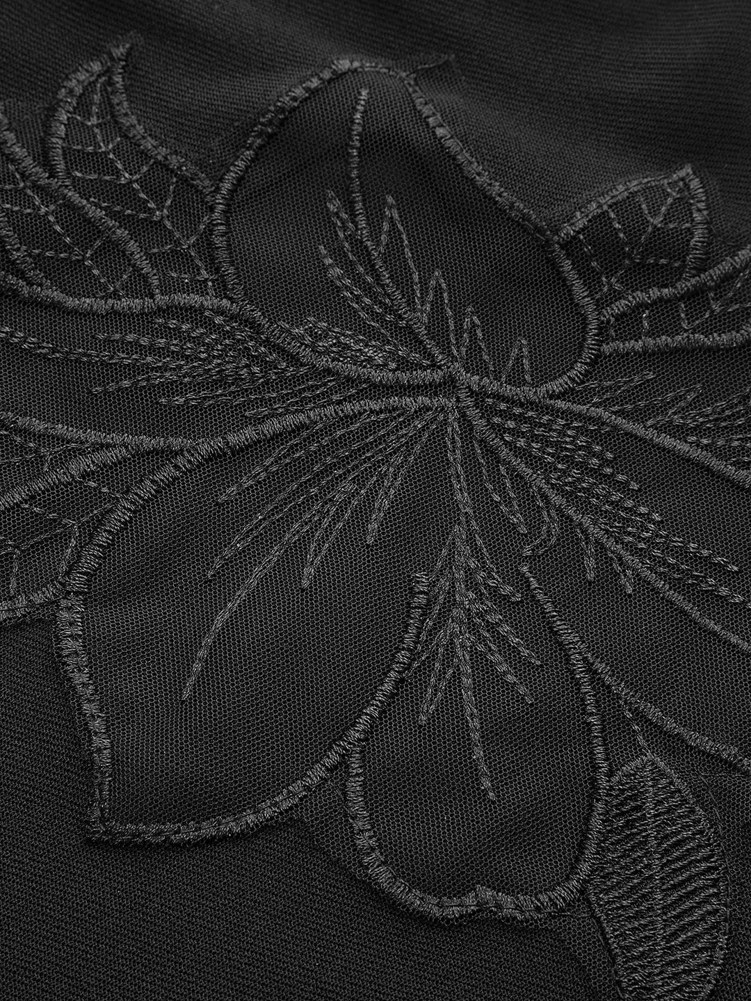 Haut Ajusté Semi-Transparent en Maille Florale