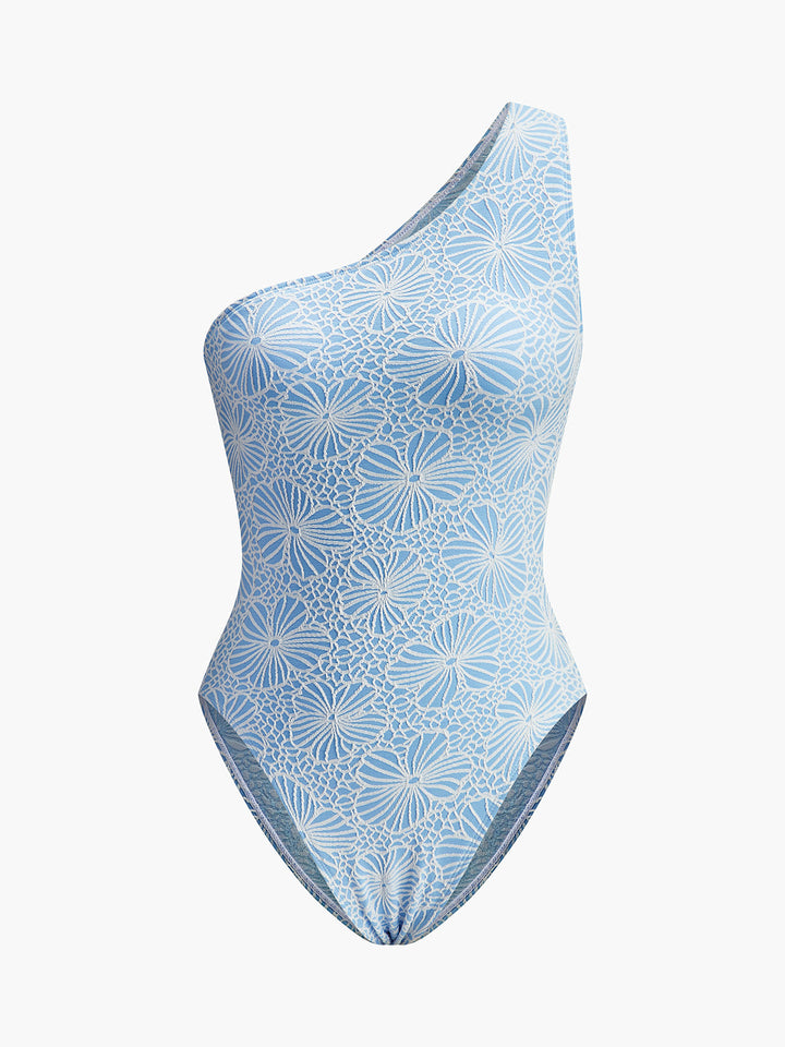 Maillot de bain une pièce asymétrique à découpes dans le dos en dentelle