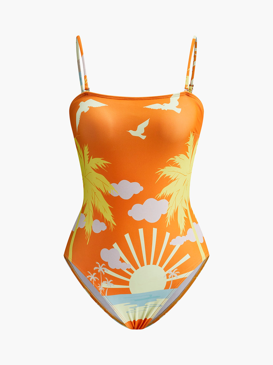 Maillot de bain une pièce à découpe arrière imprimé tropical