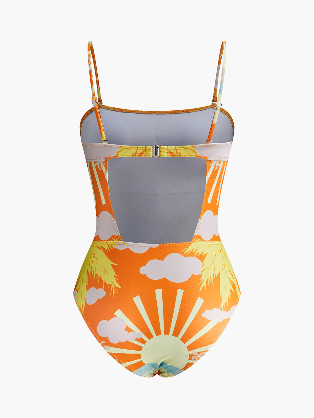 Maillot de bain une pièce à découpe arrière imprimé tropical