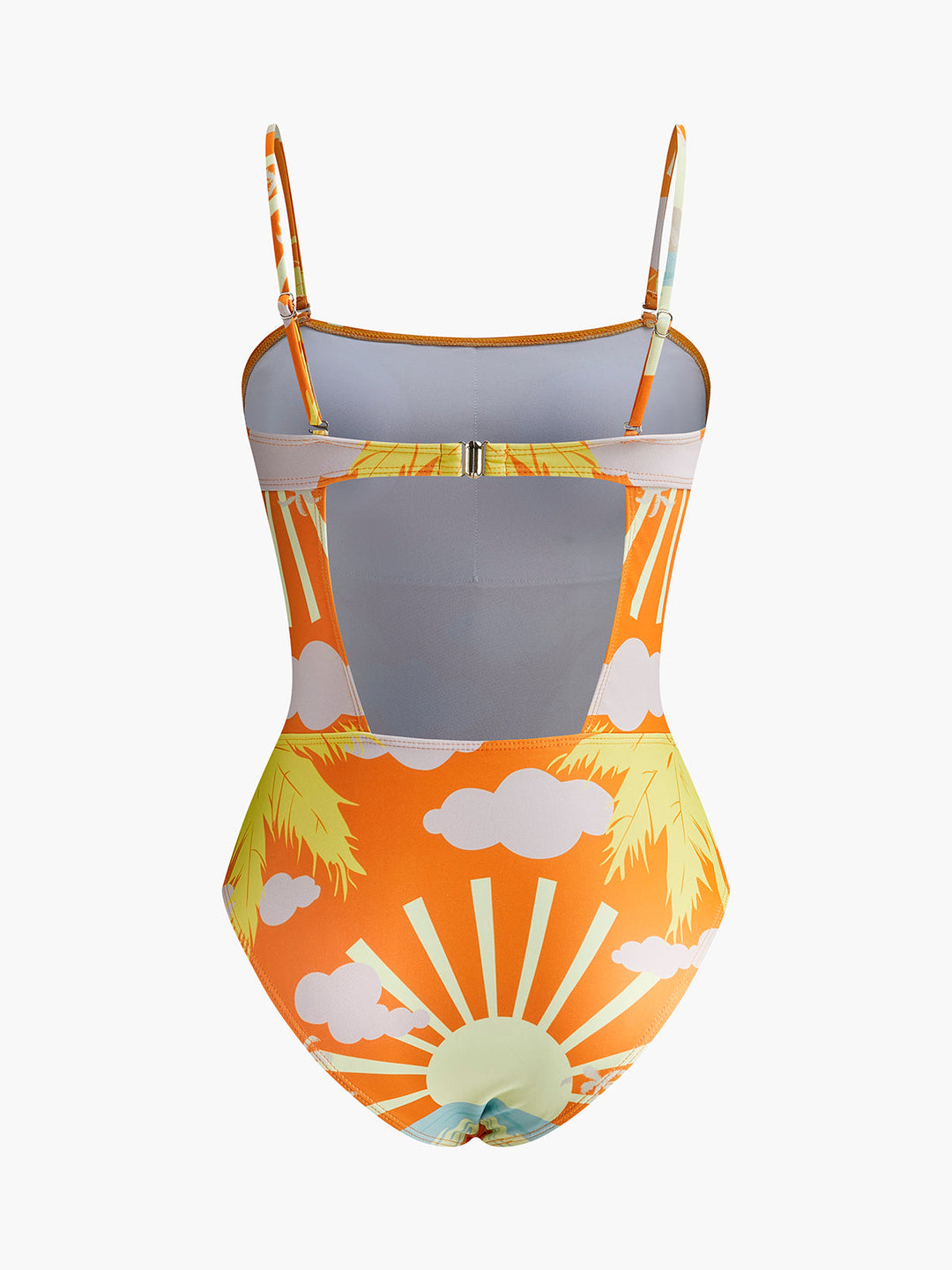 Maillot de bain une pièce à découpe arrière imprimé tropical