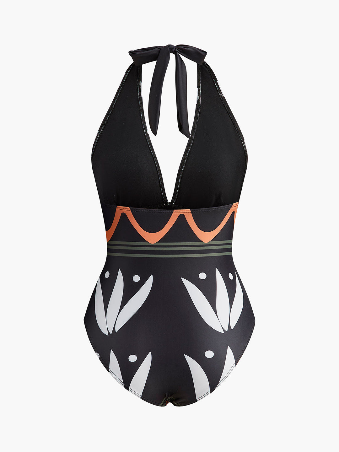 Maillot de bain une pièce à col bénitier avec imprimé géométrique