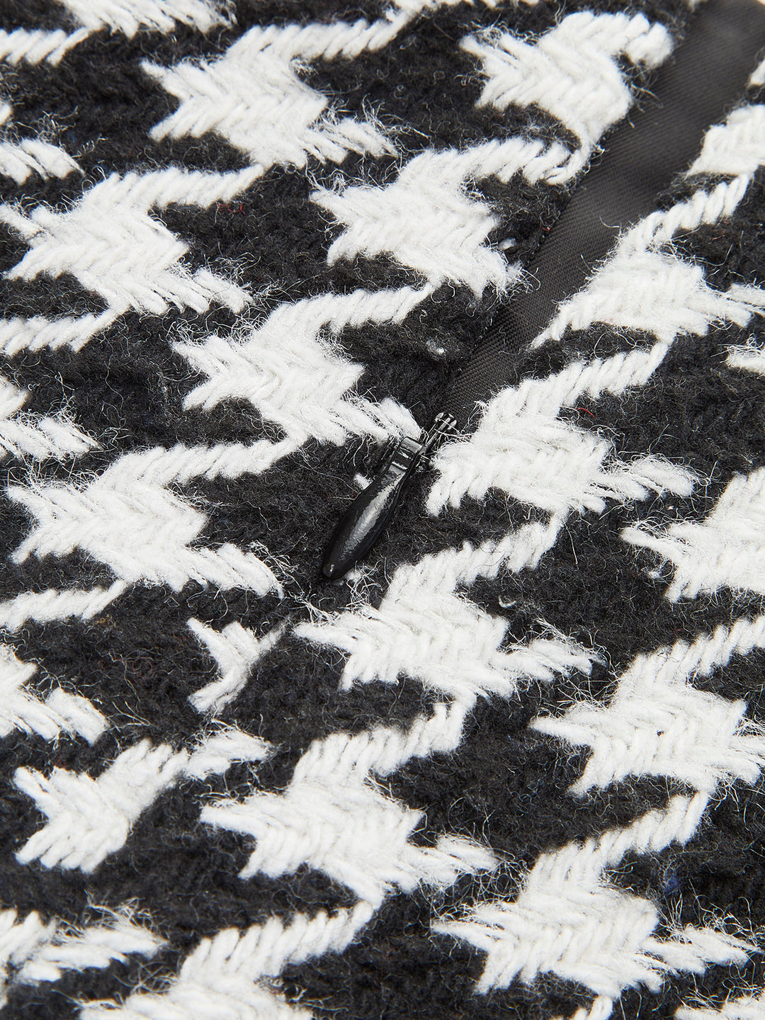 Shorts à Boutons Métalliques à Motif Pied-de-Poule Taille Haute
