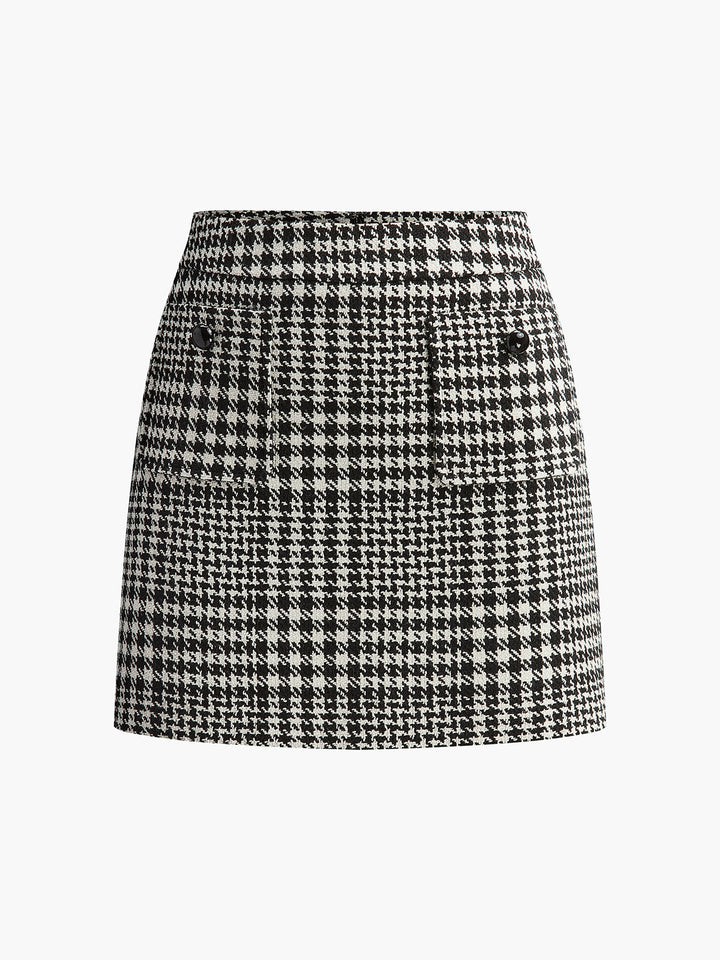 Mini-jupe à carreaux en mélange de laine