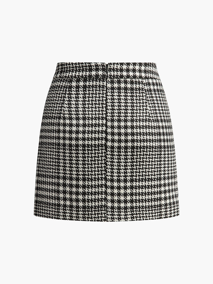 Mini-jupe à carreaux en mélange de laine