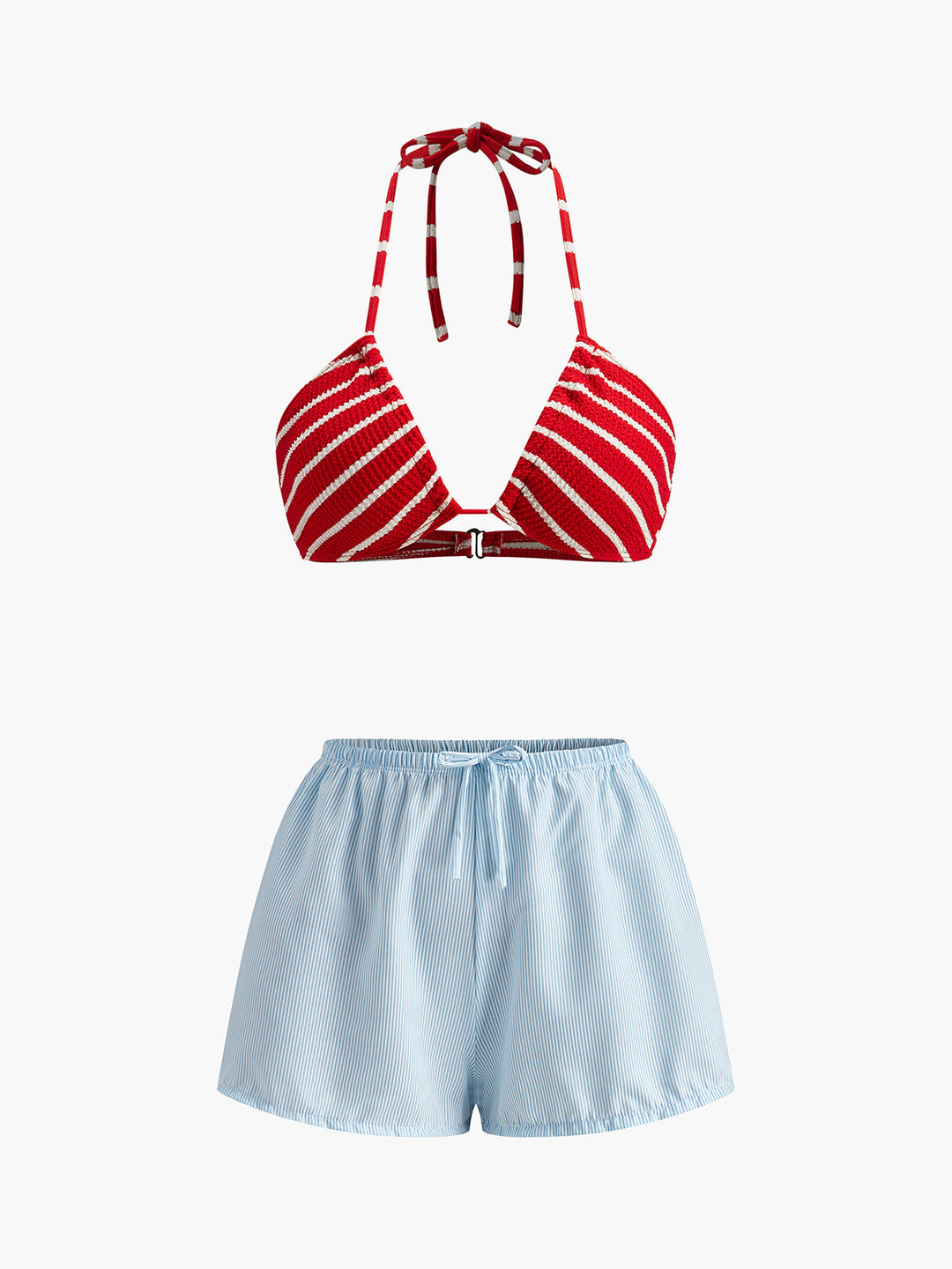 Bikini à Rayures avec Short Assorti