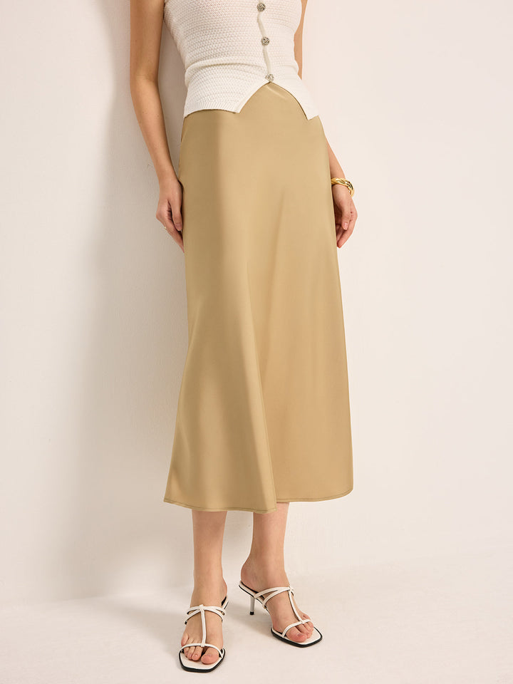 Jupon Satin Taille Haute