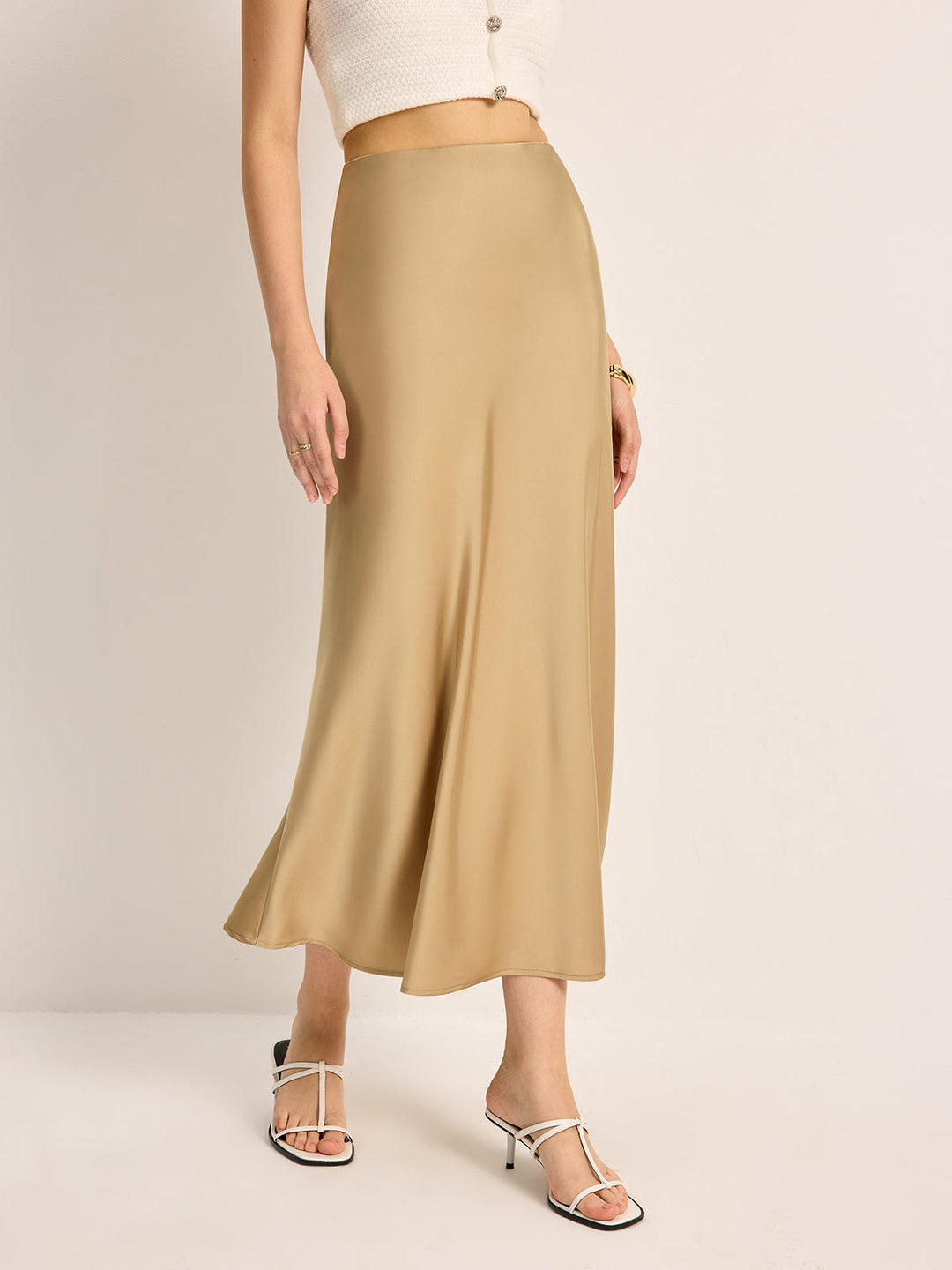 Jupon Satin Taille Haute