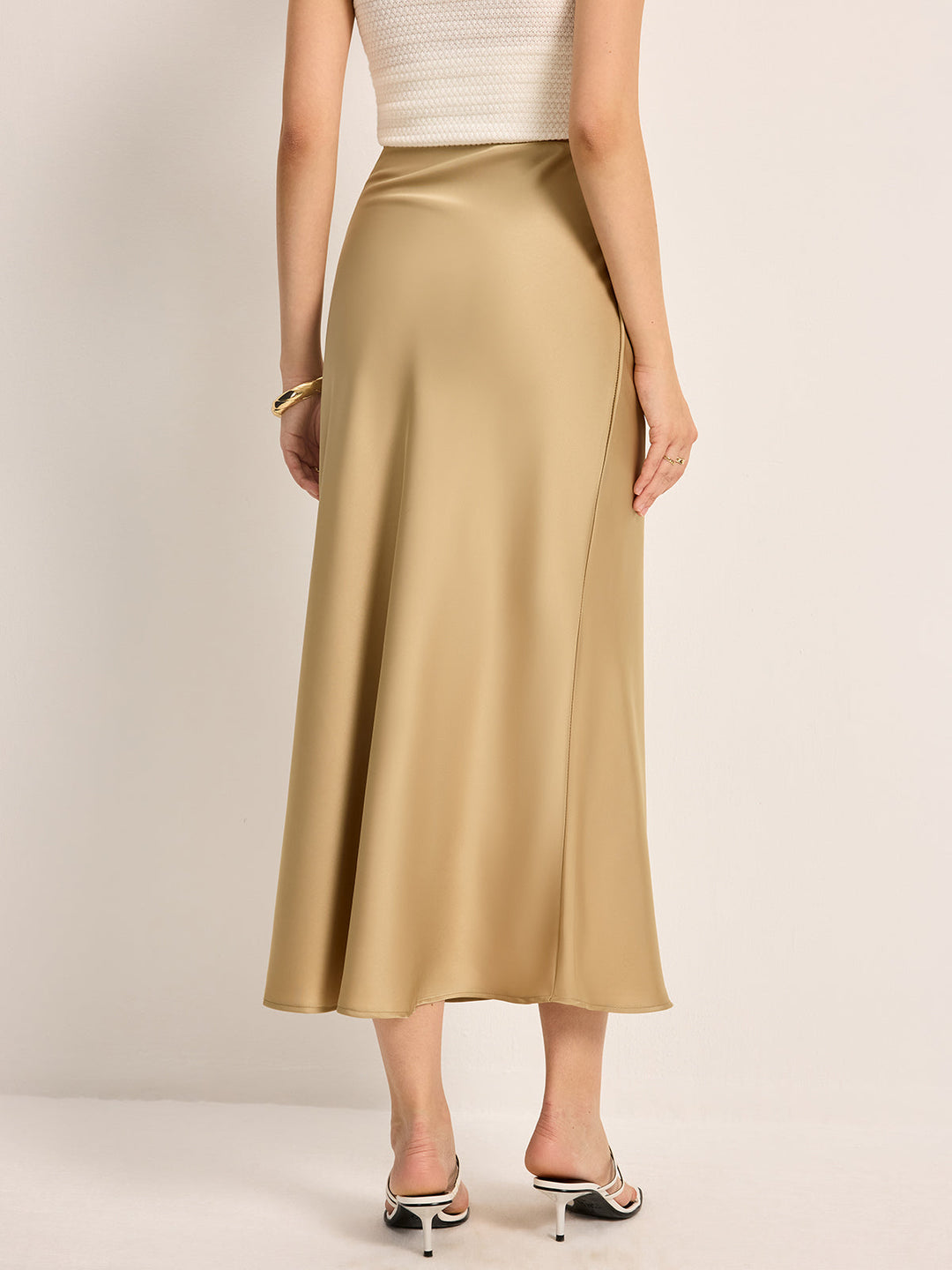 Jupon Satin Taille Haute