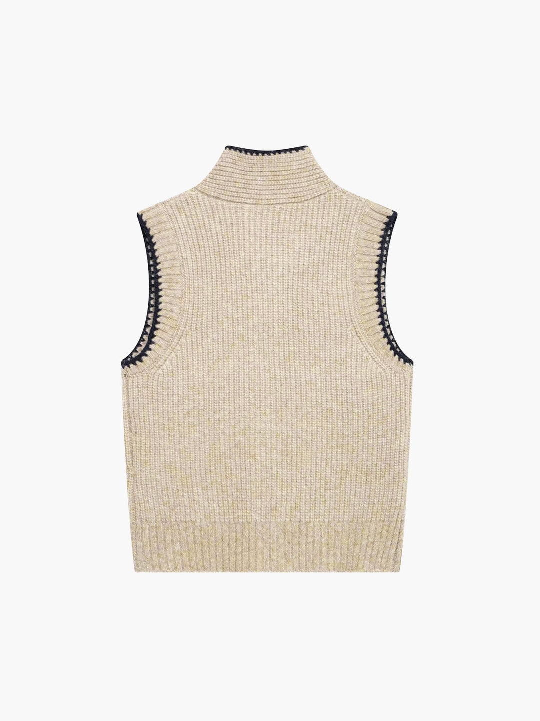 Gilet sans manches à col noué avec passepoil contrastant
