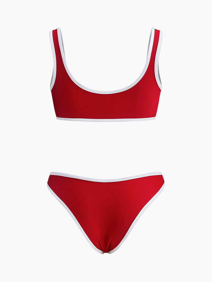 Ensemble Bikini à col ras du cou avec bordure contrastante