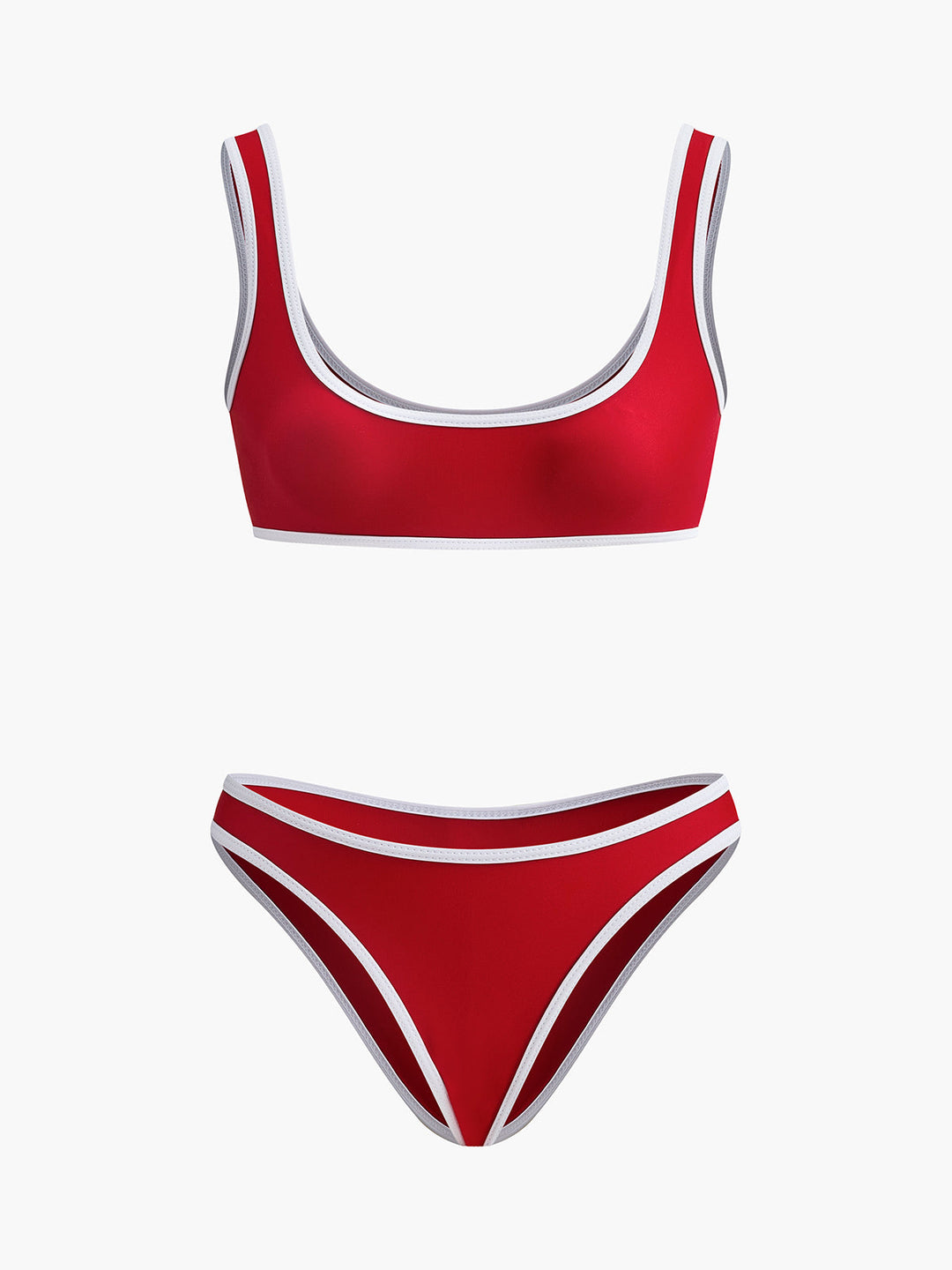 Ensemble Bikini à col ras du cou avec bordure contrastante
