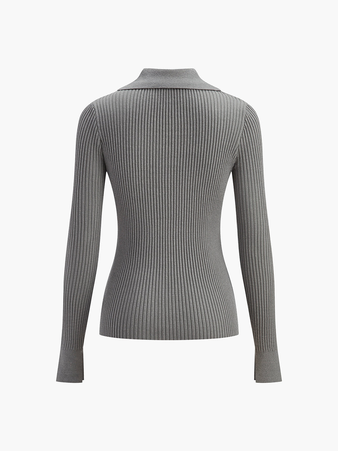 Cardigan Ajusté à Revers Côtelé