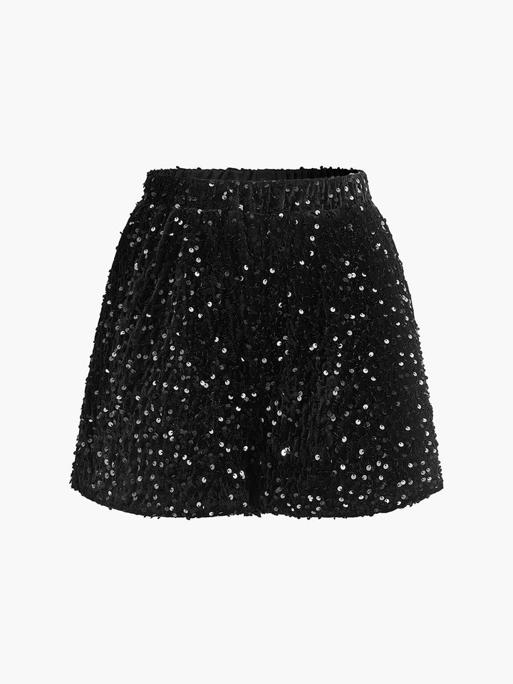 Shorts à paillettes à taille élastique